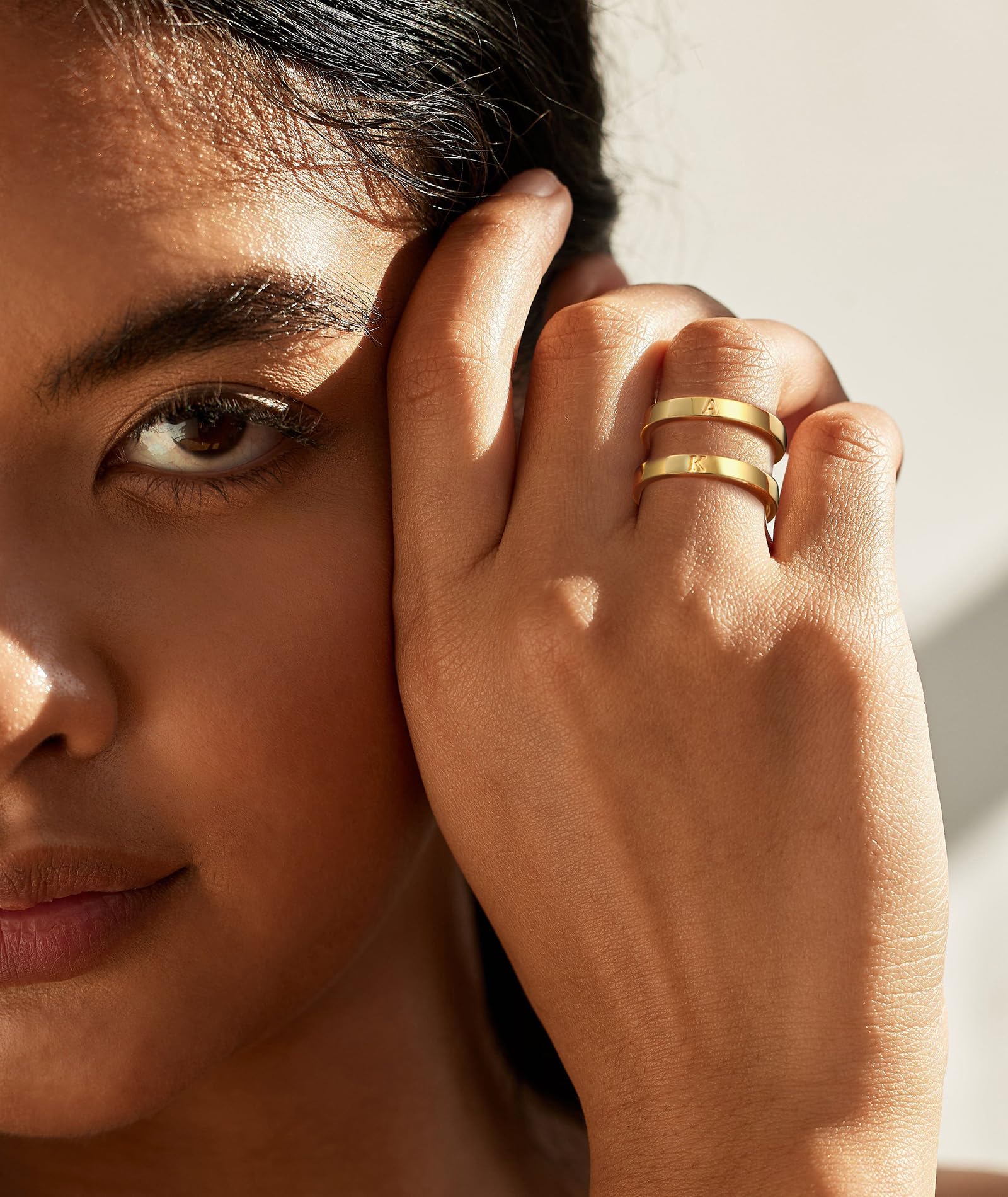 14K Gold Filled Rings for Women Non Tarnish Dainty Gold Initial Ring Stackable Gold Rings for Women Alphabet Letter Ring Wedding Bands Thin Thumb Pinky Stacking Rings Jewelry Gifts for Women