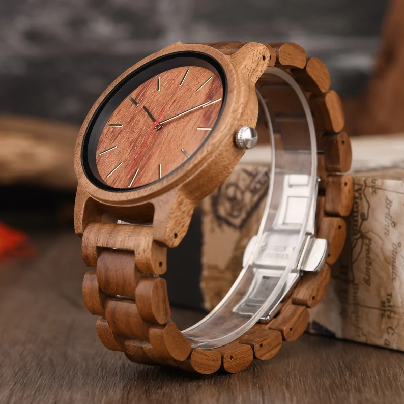 Wood Watch for Men and Women, Personalized Watch with Engraving Walnut Unisex Wood Watch, Anniversary Birthday Gift for Husband Wife