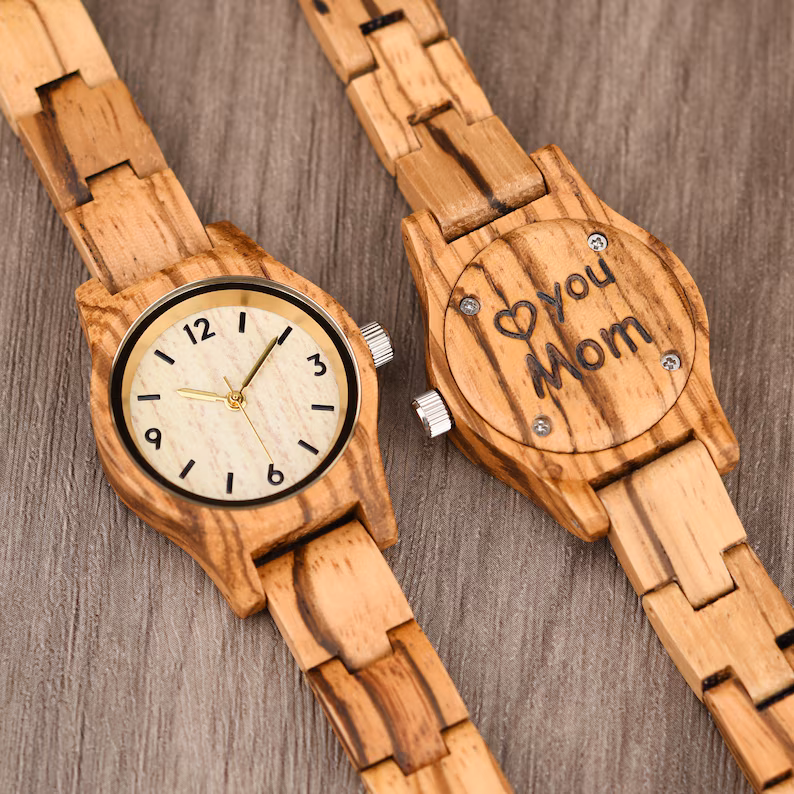 Women's Watch, Wood Watch for Her, Engraved Wood Watch, Mother's Day Gift for Mom, Anniversary Gift for Her, Gift for Mom