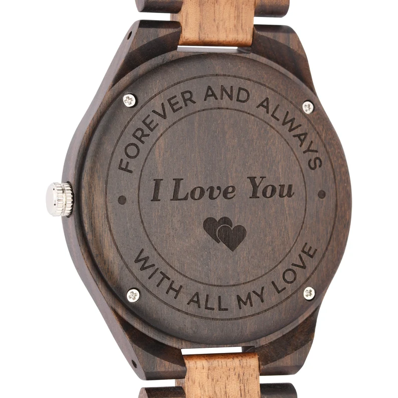 Men's Wood Watch, Engraved Watch, Anniversary Gift for Him, Personalized Wood Watch, Birthday Gift for Dad Husband, Father's Day Gift
